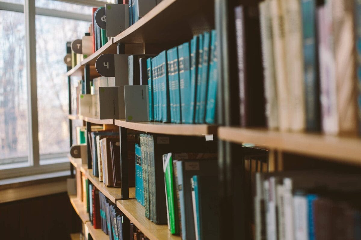 Books in the shelves